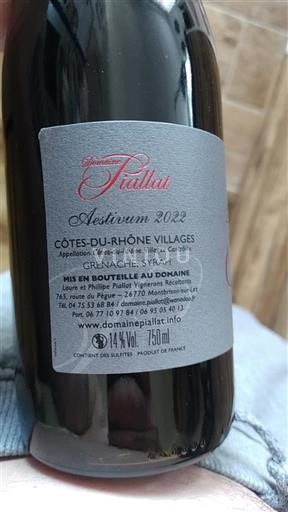 Rhônetal Côtes-du-Rhône-Dörfer Domaine Piallat Aestivum 2022