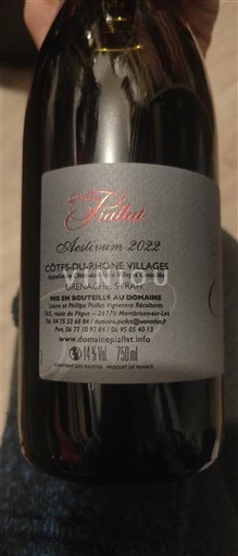 Rhônen laakso Côtes-du-rhône-villages Domaine Piallat Aestivum 2022