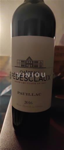 Bordeaux Pauillac Grand Cru Château Pédesclaux 2016