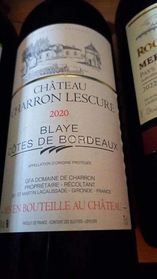 Burdeos Blaye-Côtes de Burdeos Château Charron Lescure 2020