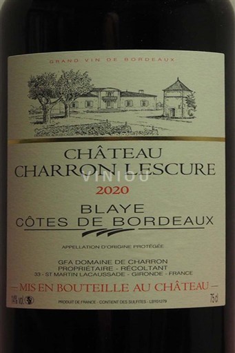 Bordeaux Blaye-Côtes-de-Bordeaux Château Charron Lescure 2020
