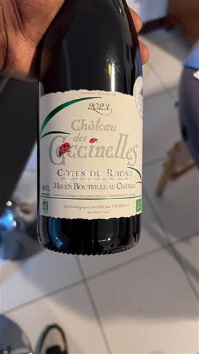 Vin Rouge sec Château Des Coccinelles 2023 France Vallée du Rhône Côtes-du-rhône AOC bio