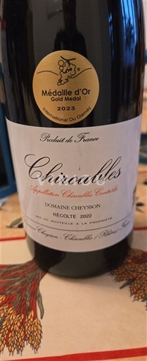 Beaujolais Chiroubles Domaine Cheysson 2022