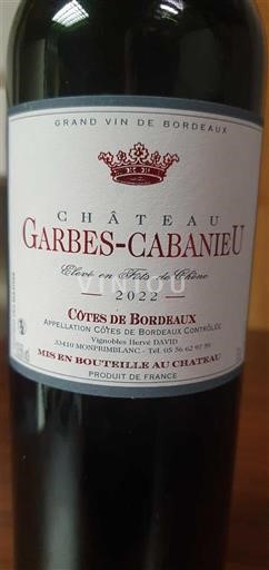 Bordéus Encostas de Bordéus Château Garbes-Cabanieu 2022