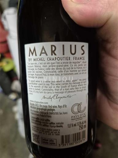 Languedoc a Roussillon Pays d'Oc Michel Chapoutier Marius 2022