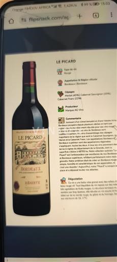 Bordeaux Le Picard Réserve Icke årgångsbetecknad