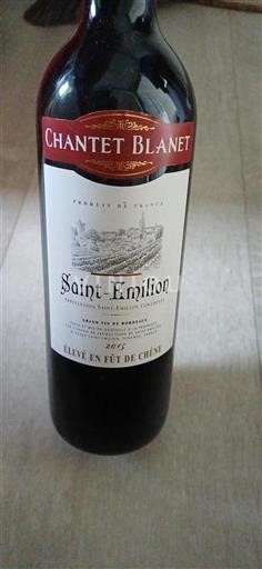 Burdeos Saint-Émilion Chantet Blanet 2015