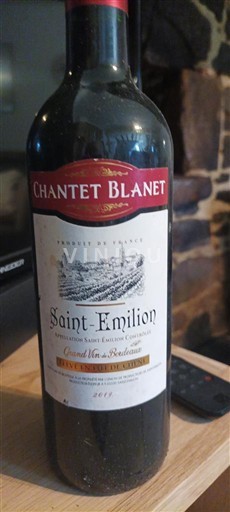Bordeaux Saint-Émilion Chantet Blanet 2015