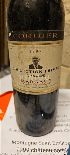 Vin Rouge sec Collection Privée Cordier 1997 France Bordeaux Margaux AOC