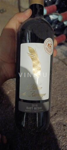 Bordeaux Haut-Médoc Plume de Rangave 2018