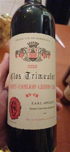 Bordeaux Saint-Émilion Grand Cru Grand Cru Clos Trimoulet 2020