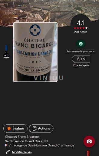 Bordeaux Saint-Émilion Grand Cru Grand Cru Château Franc Bigaroux 2019