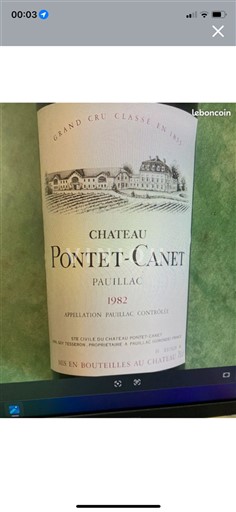 Burdeos Pauillac Grand Cru Pontet-Canet 1982