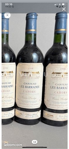 Sydväst Cahors Château Les Barrades Prestige 1998