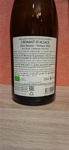 Alsace Crémant d'Alsace Grand Cru Gustave Lorentz Zéro Dosage 2022
