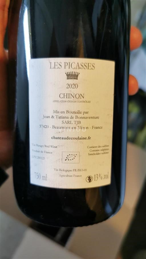 Valle della Loira Chinon Château Coulaine Les Picasses 2020