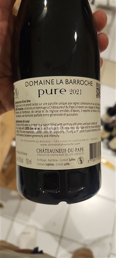 Rhône-dalen Châteauneuf-du-Pape Domaine la Barroche Pure 2021