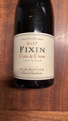 Burgundy Fixin René Bouvier Crais de Chêne 2017