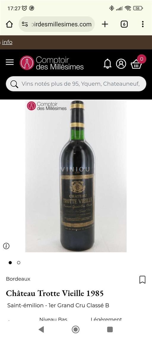 Burdeos Saint-Émilion Premier Grand Cru Classé B Château Trotte Vieille 1985