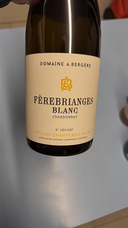 Samppanja Coteaux Champenois Domaine A. Bergère Fèrebrianges Blanc 2022
