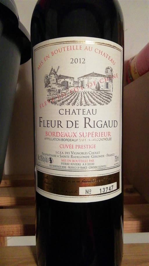 Bordéus Bordeaux Superior Château Fleur de Rigaud Prestige 2012