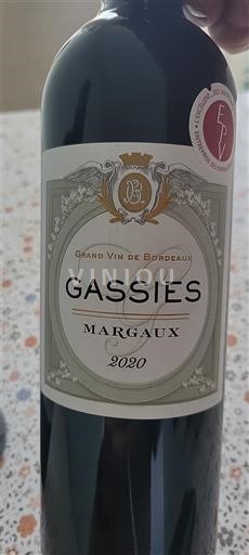 Bordeaux Margaux Grand Cru Gassies 2020