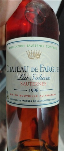Bordeaux Sauternes Château Fargues 1996