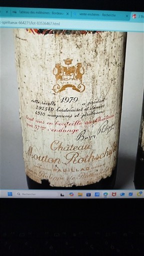 Burdeos Pauillac Grand Cru Château Mouton Rothschild 1979