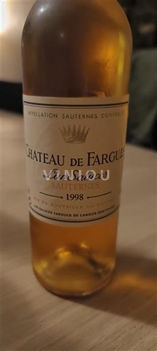 Bordeaux Sauternes Château Fargues 1998