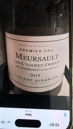 Burgund Meursault Premier Cru Vincent Girardin Les Charmes-Dessus 2014