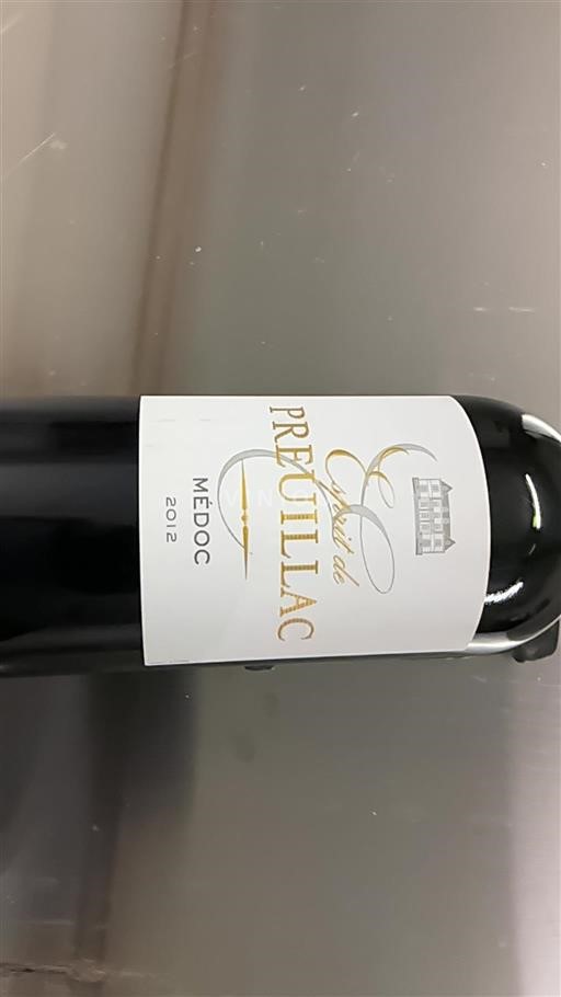 Bordeaux Médoc Preuillac Esprit de Preuillac 2012