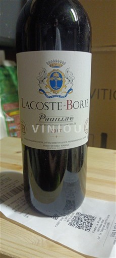 Bordeaux Pauillac Grand Cru Lacoste-Borie 2017