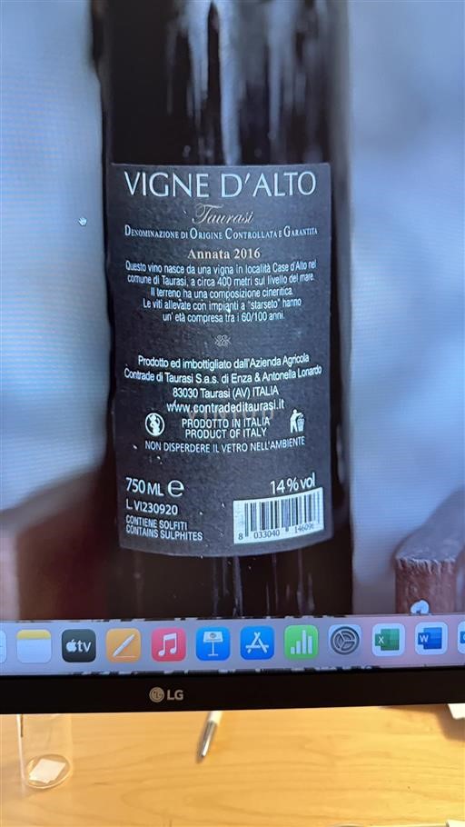 Campanië Taurasi Contrade di Taurasi Vigne d'Alto 2016