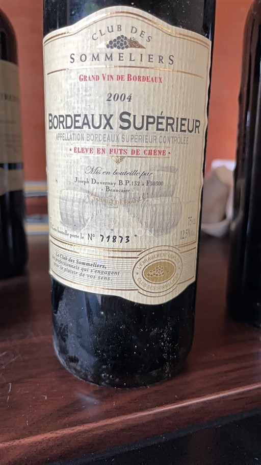 Burdeos Bordeaux superior Club des Sommeliers 2004