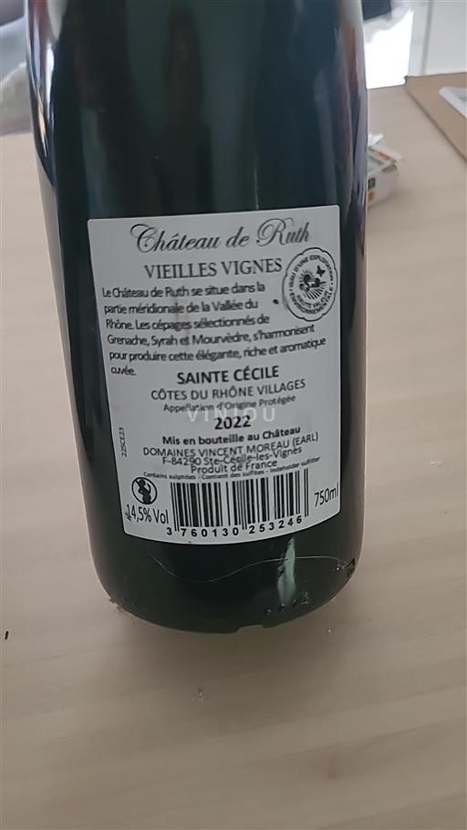 Thung lũng Rhône Côtes-du-rhône-villages Château Ruth Vieilles Vignes 2022