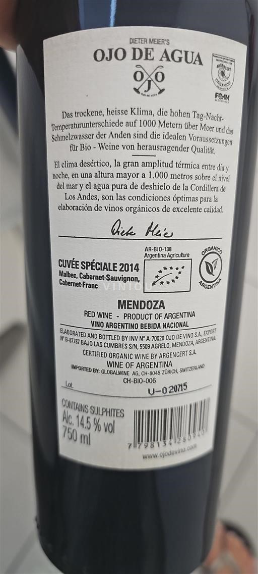 Mendoza Unspecified Ojo de Agua Spéciale 2014