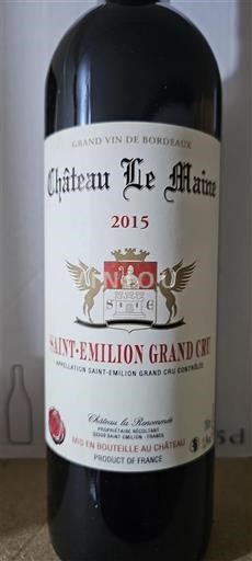 Bordeaux Saint-Émilion Grand Cru Château Le Maine 2015