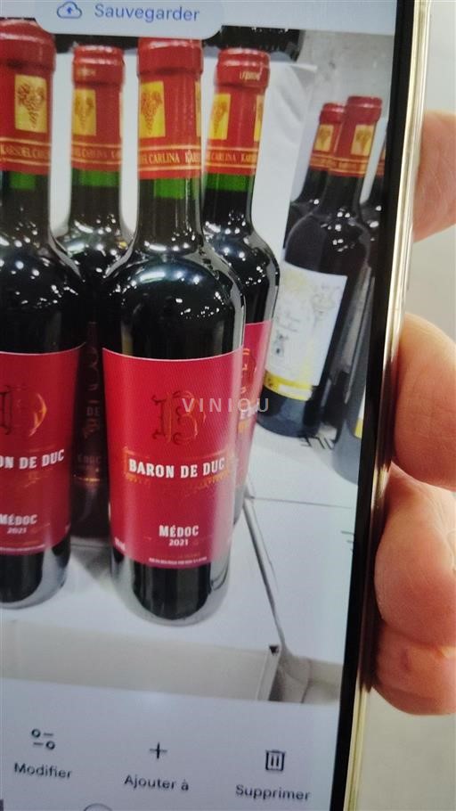 Vin Rouge sec Baron de Duc 2021 France Bordeaux Médoc AOC