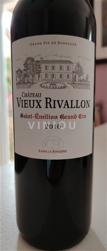 Bordeaux Saint-Émilion Grand Cru Château Vieux Rivallon 2016