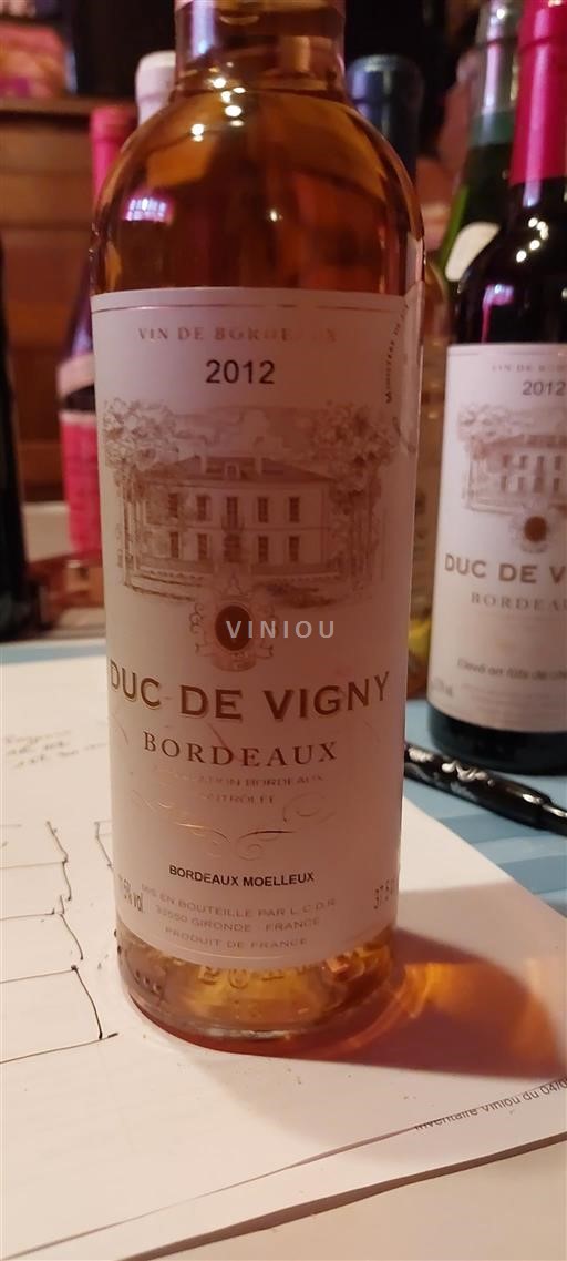 Bordeaux Duc de Vigny Bordeaux Moelleux 2012
