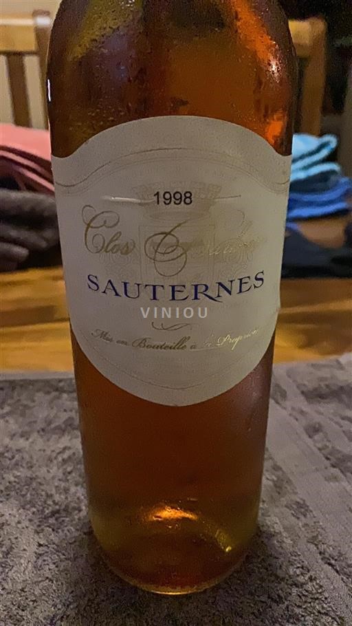 Bordeaux Sauternes Clos barbier 1998