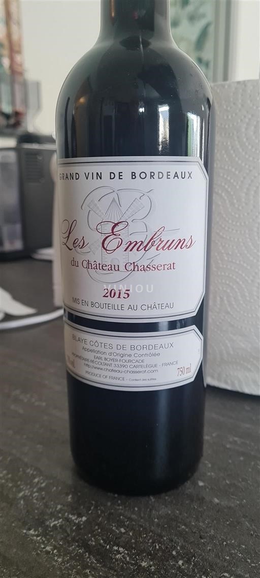 Burdeos Blaye-Côtes de Burdeos Château Chasserat Les Embruns 2015