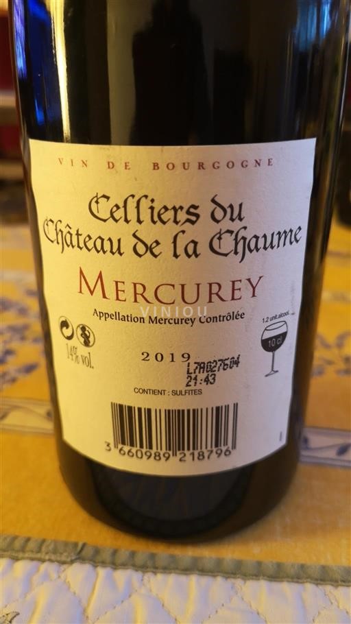 Bourgogne Mercurey Château Celliers du de la Chaume 2019