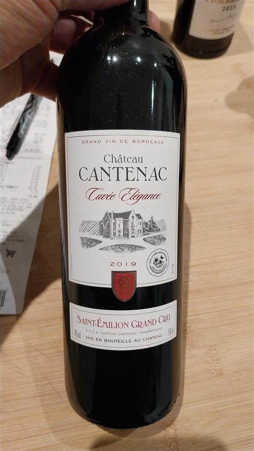 Burdeos Saint-Émilion Gran Cru Grand Cru Château Cantenac Élégance 2019