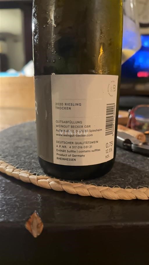 Rheinhessen Weingut Becker Albiger Riesling Trocken 2020