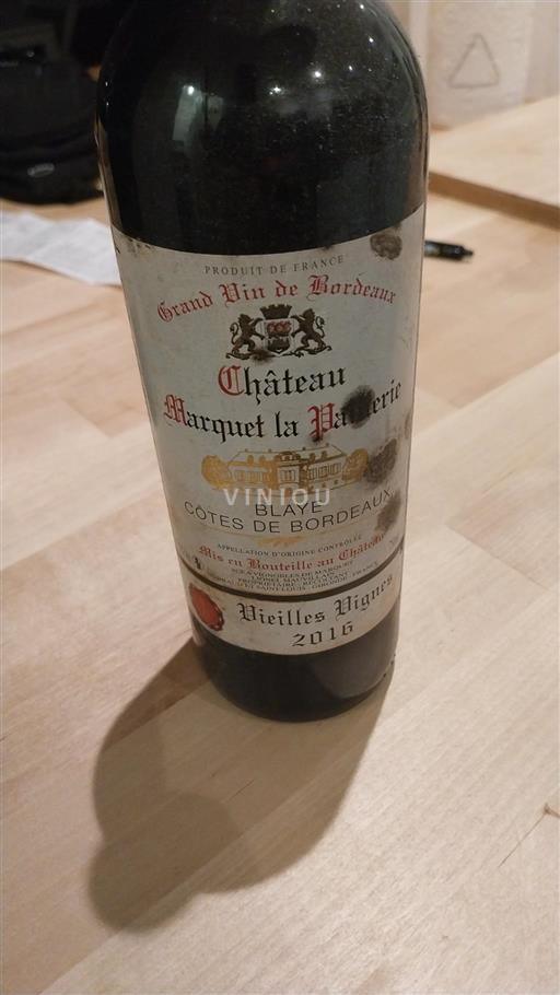 Bordeaux Blaye Château Marquet la Paterie Vieilles Vignes 2016