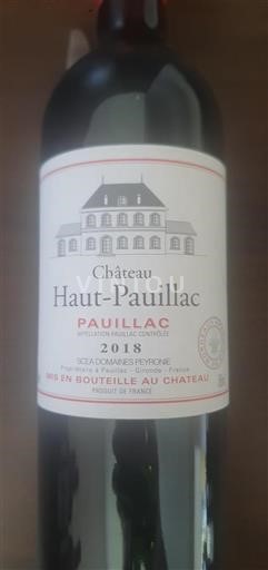 Vin Rouge sec Château Haut-Pauillac 2018 France Bordeaux Pauillac AOC