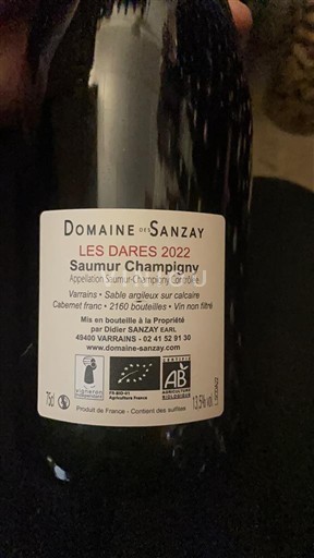 Loire-dalen Saumur-Champigny Domaine Sanzay les dares 2022