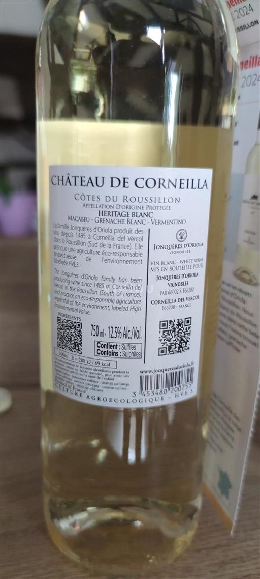 Roussillon Côtes-du-Roussillon Château Corneilla Héritage Blanc 2024