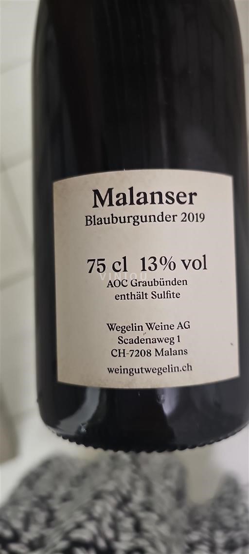 Graubünden Graubünden AOC Wegelin Weine Malanser Blauburgunder 2019